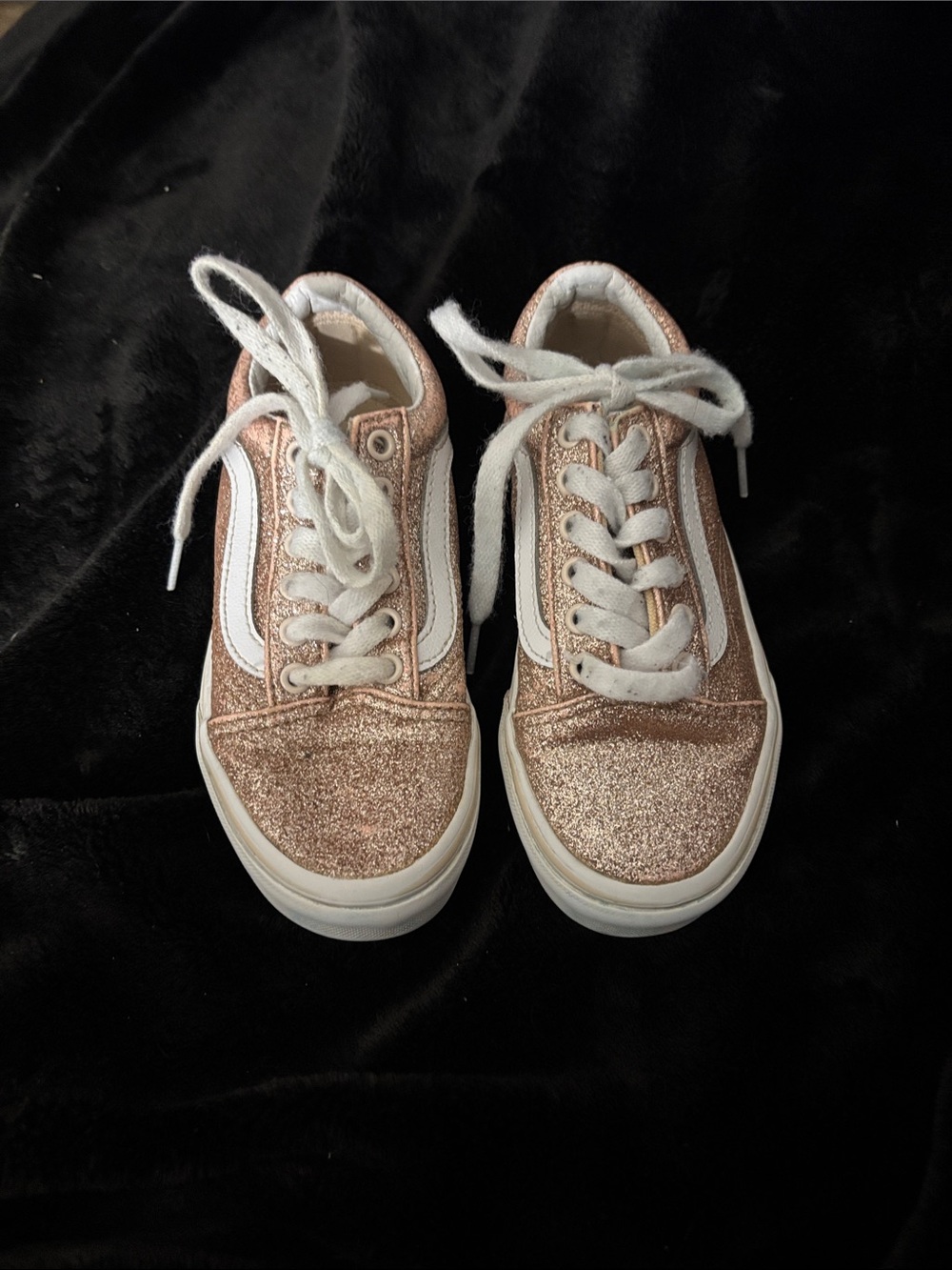 Vans Kids Glitter Rose Gold Lace-Up Sneakers